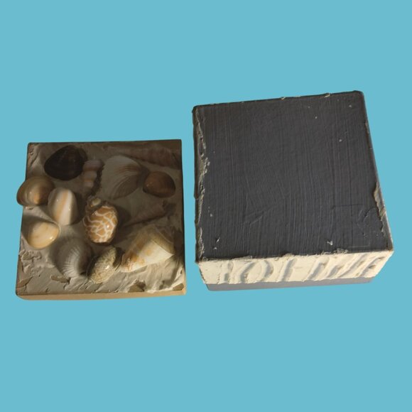 Seashell Keepsake Box Textured Sides Coastal Theme Decorative Tropical - Picture 8 of 9